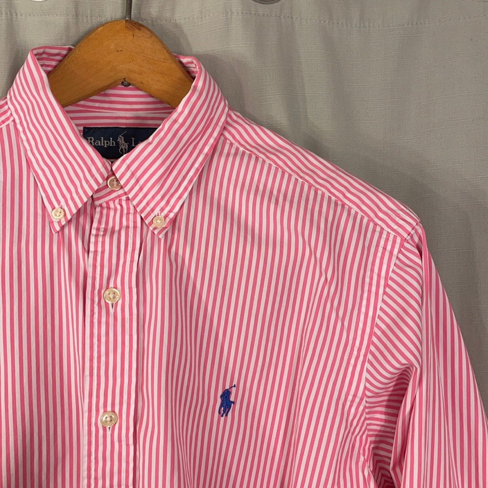 POLO Pink/Royal Blue Striped Oxford Shirt
